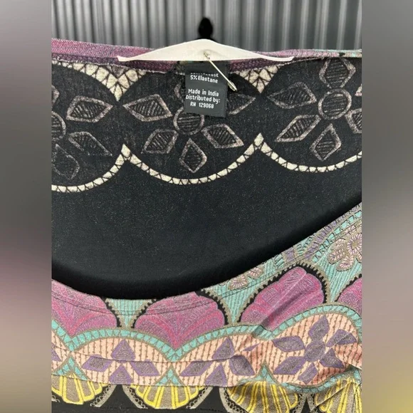 Women’s Desigual Black Multicolor Geometric Viscose Elastane Dress Size Large - Picture 4 of 6